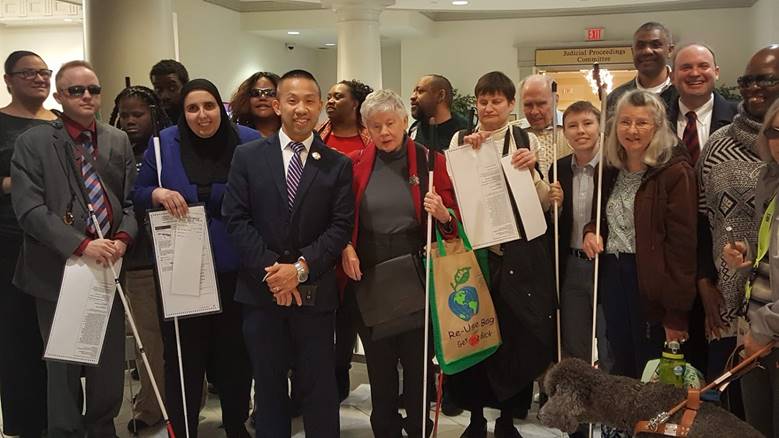 NFBMD engaged in legislative advocacy in Annapolis with Senator Clarence Lam fighting for desegregated voting based on disability